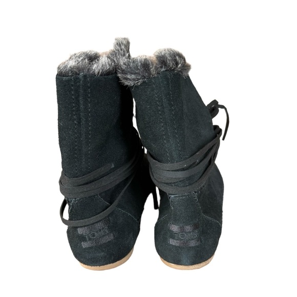 TOMS Women Ankle Boots 9049 ZAHARA, Shearling and Suede Moccasin Boots Size 9 - Picture 6 of 9
